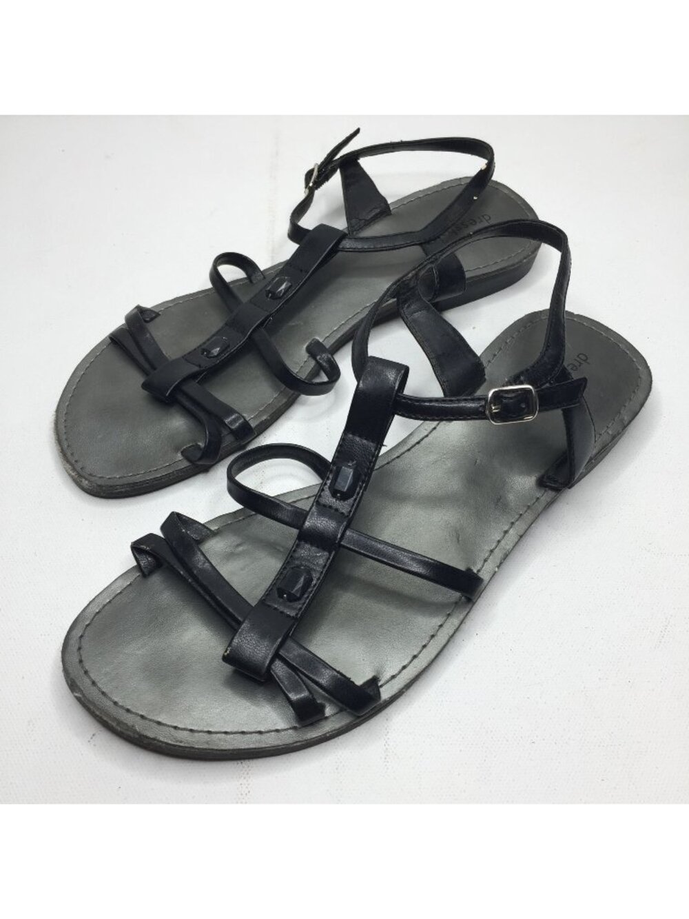 Dressbarn Womens Black Slingback Strap Sandal Rhinestone Spring Summer Size 11
